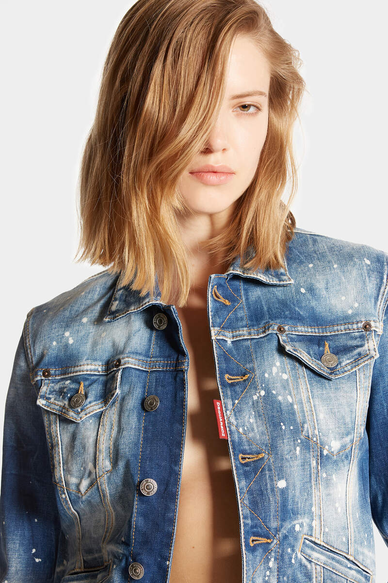 Dsquared2 Medium Kinky Wash Boyfriend Denim Jacket In Blue