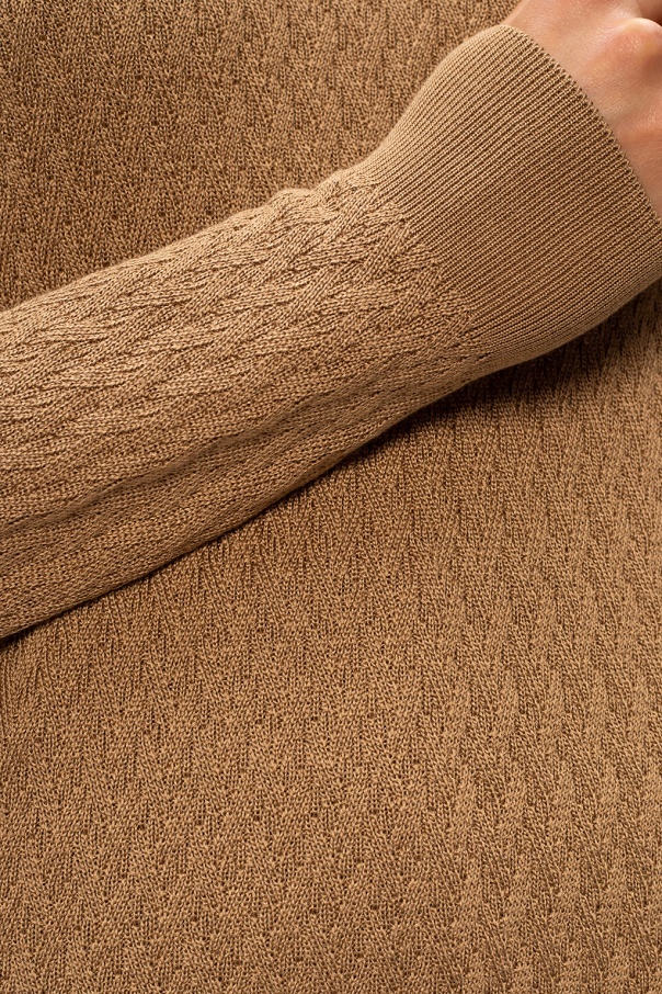Dolce & Gabbana Cable Knit Silk Jumper In Brown