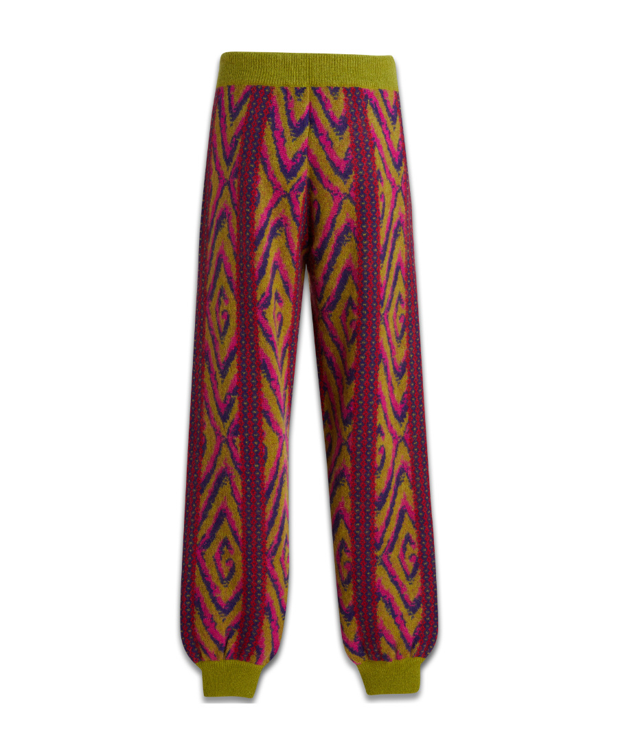 Gucci Elastic Waistband Knit Texture Ribbed Cuffs Trousers In Brown