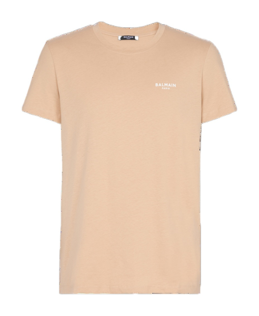 Balmain Beige Logo T-shirt In Nude