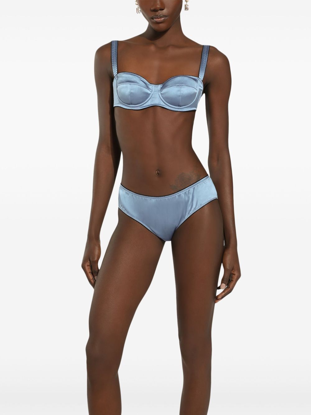 Dolce & Gabbana Satin Trim Balconette Bra In Blue