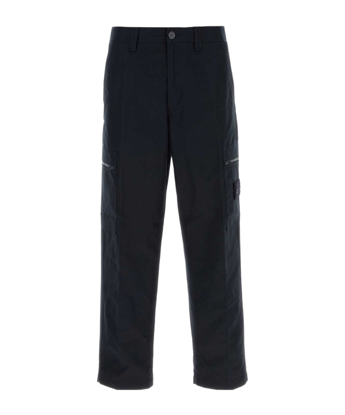 Stone Island Black Slim Cargo Pants With Elasticated Waist And Logo Patch In Stretch Cotton Man In Blue