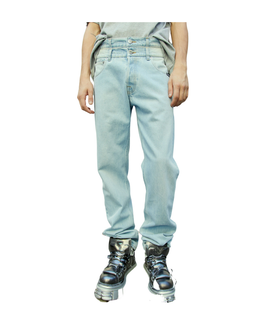 Shop Vtmnts Double Waist Jeans In Green