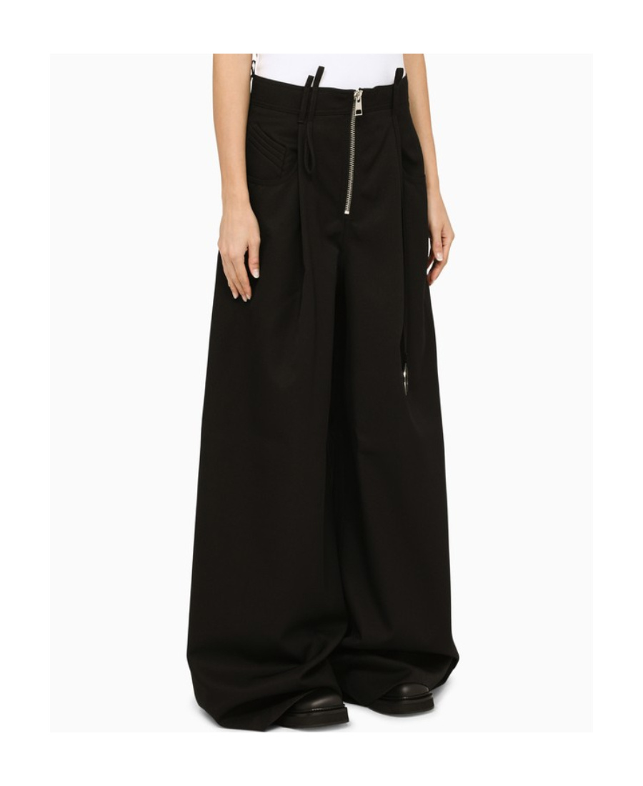 Attico Large Outline Wool Trousers In Black