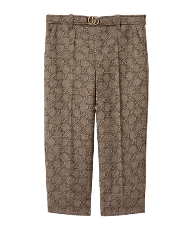 Gucci Gg Wool Flannel Trousers In Brown
