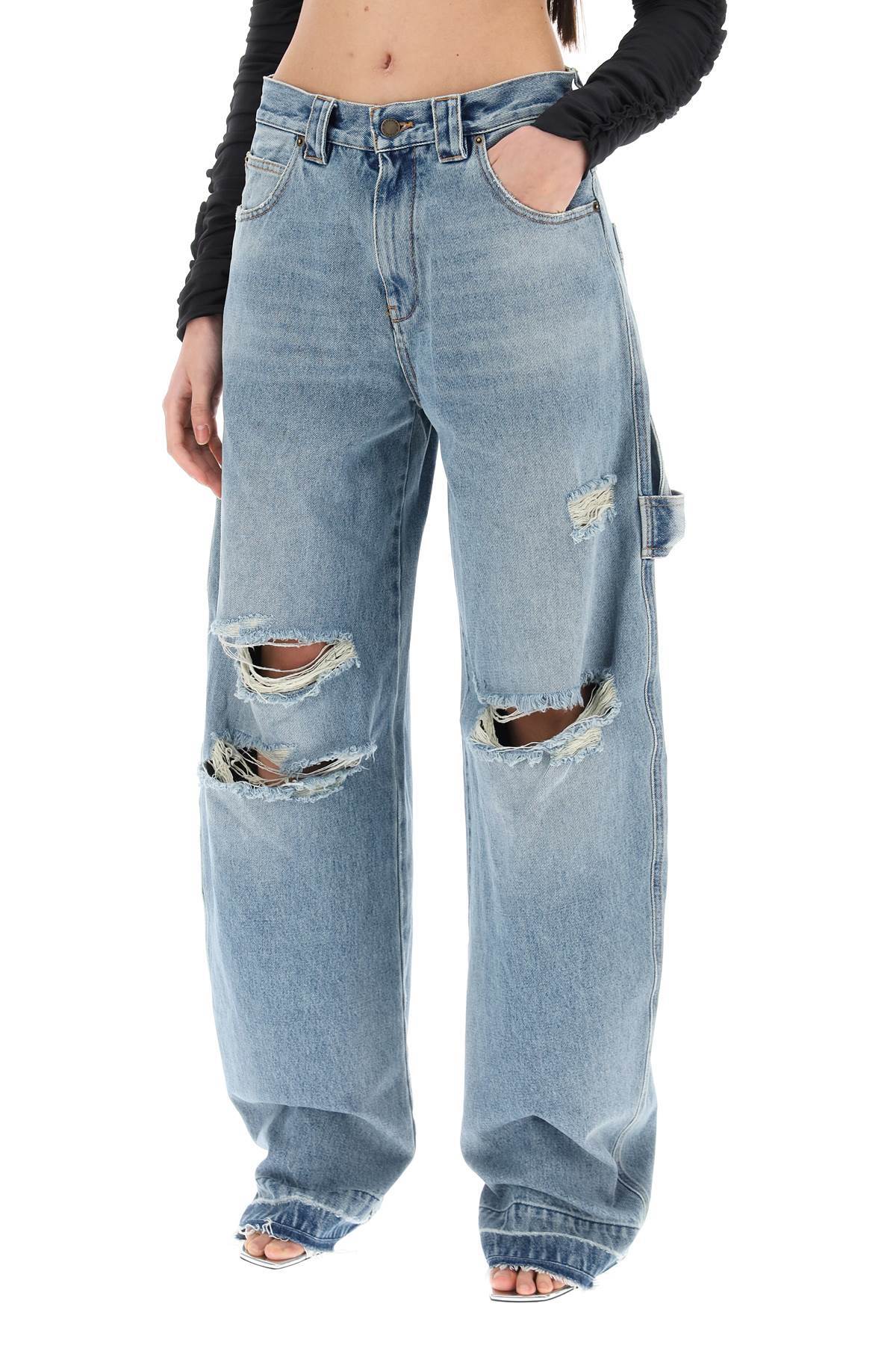 Shop Darkpark Audrey Barrel Leg Distressed Carpenter Jeans In Blue