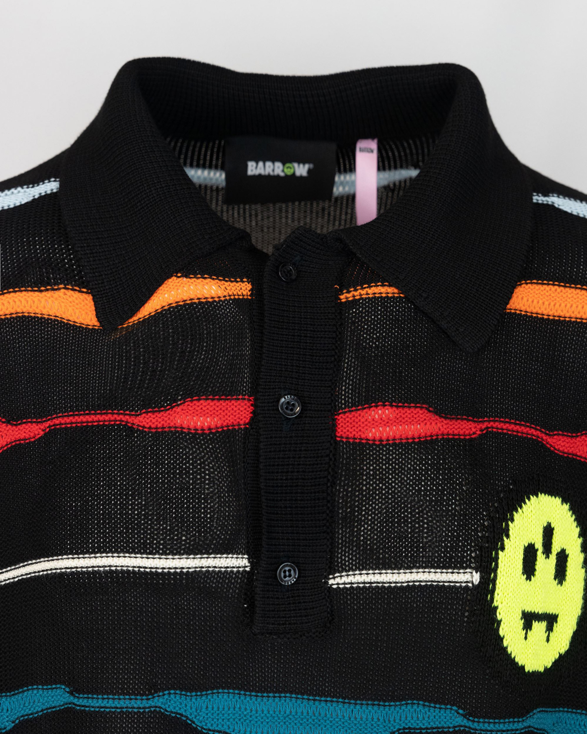 Barrow Contrast-striped Polo Shirt In Black