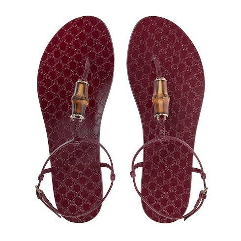 Gucci Women's Thong Sandal With Bamboo In Red