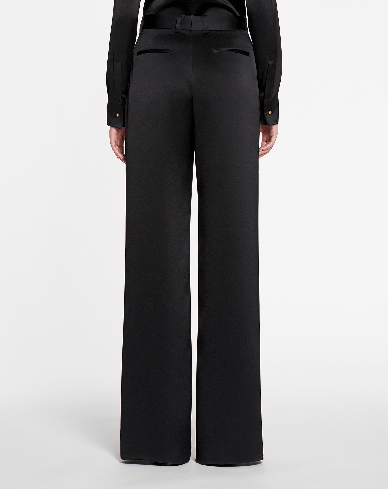 Lanvin Satin-finish Straight-leg Trousers In Black