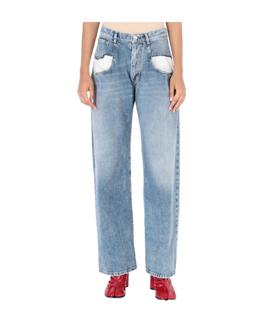 Maison Margiela Blue Jeans With Contrast Pockets In Blue