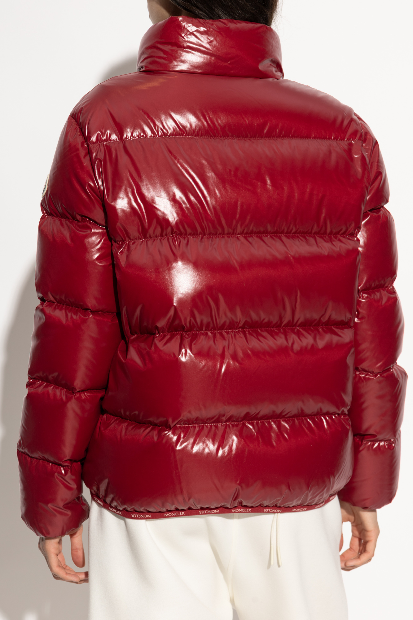 Moncler Abbadia Long-sleeved Down Jacket In Red