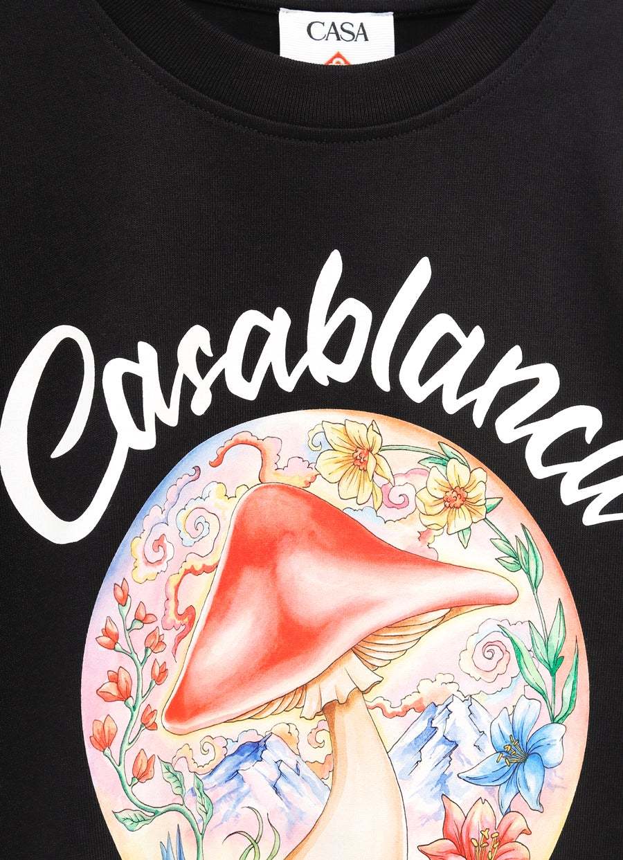 Casablanca Black Crewneck T-shirt With Logo On The Front In Cotton Man