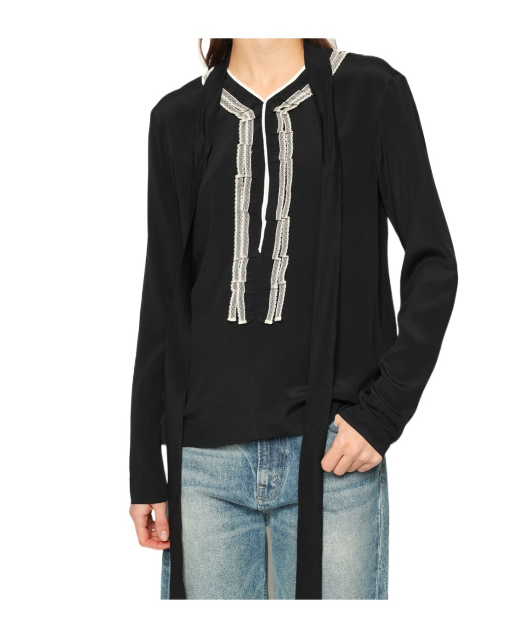 N°21 Pussy-bow Twill Blouse In Black