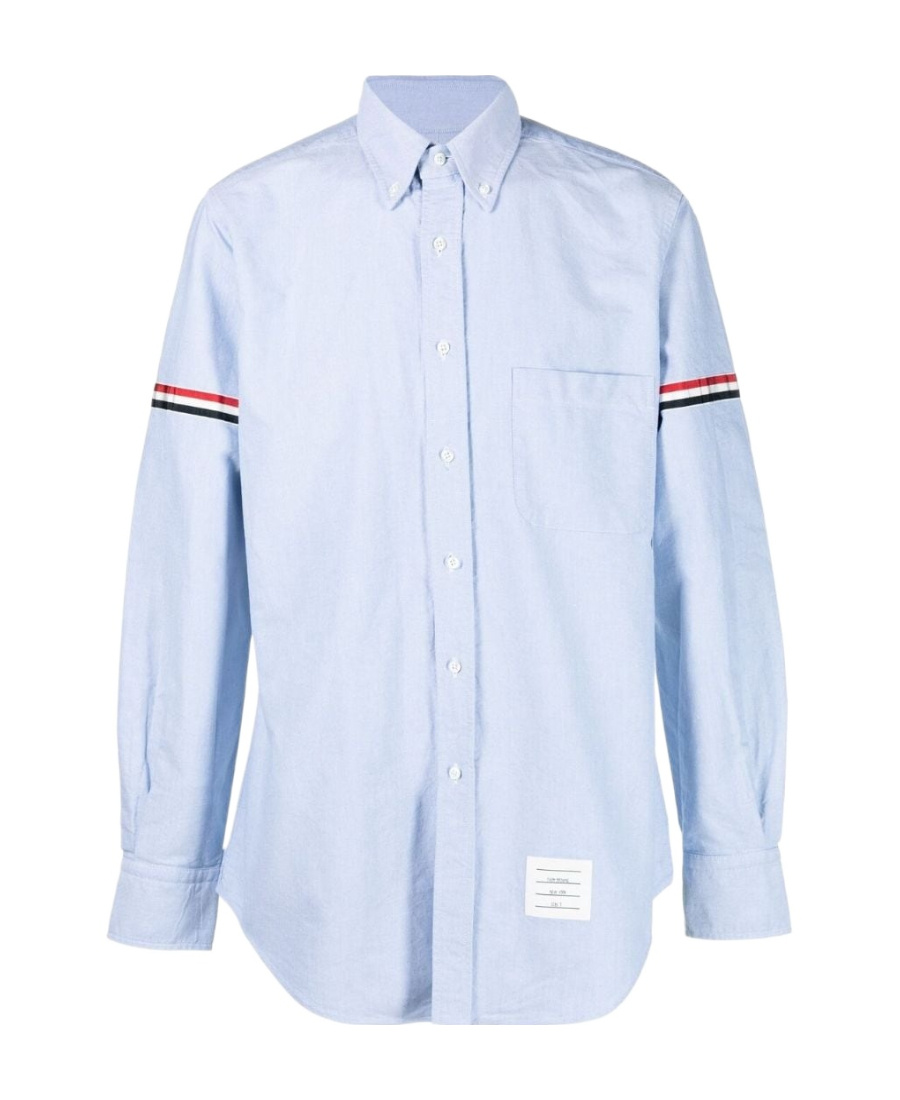 Thom Browne Striped Buttoned Shirt In Blue