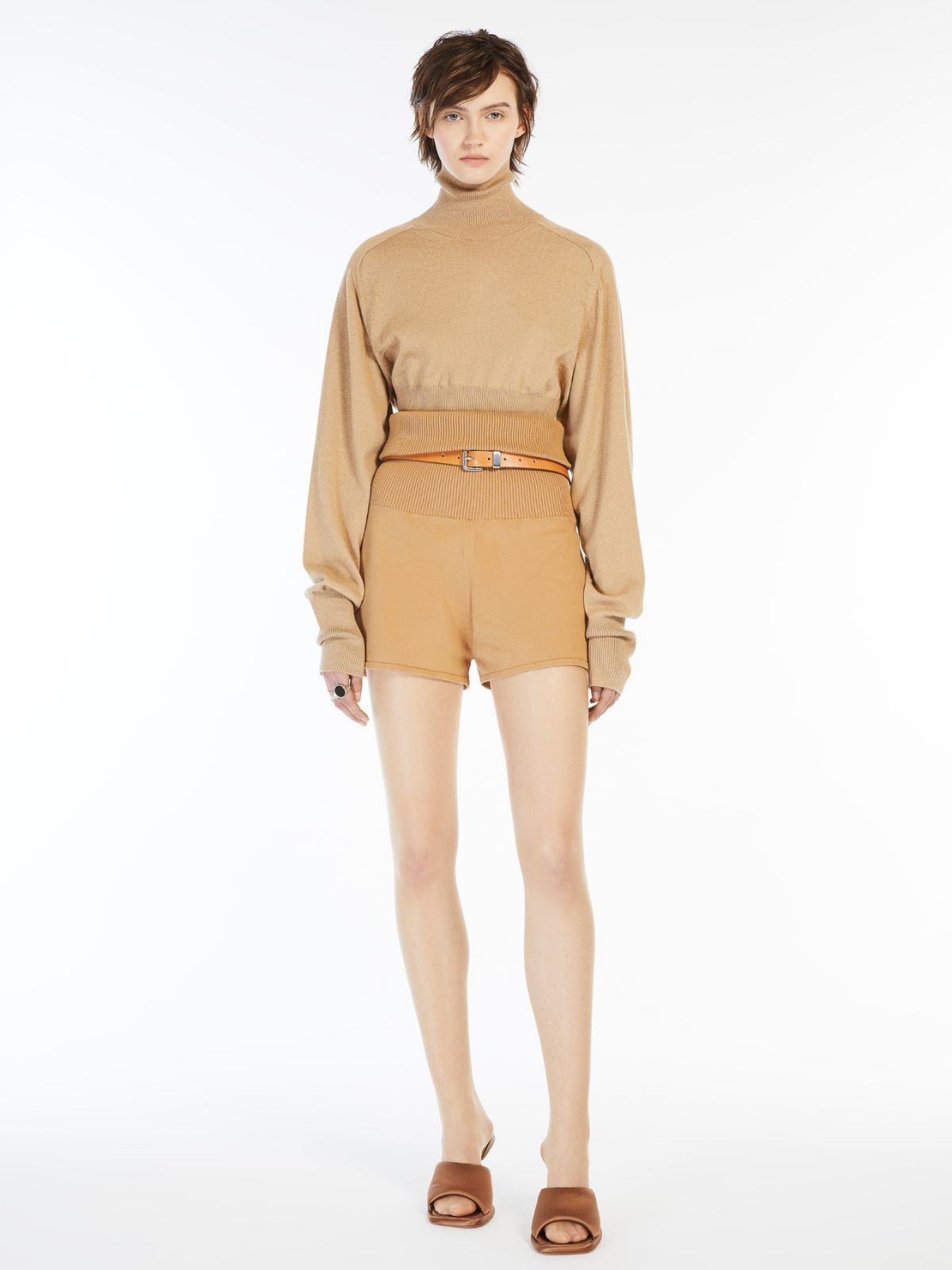 Sportmax Maglia Ululato A Lupetto Cropped In Nude