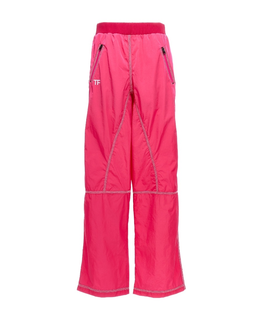 Tom Ford Logo Track Pants With Overlock Stitch In Pink