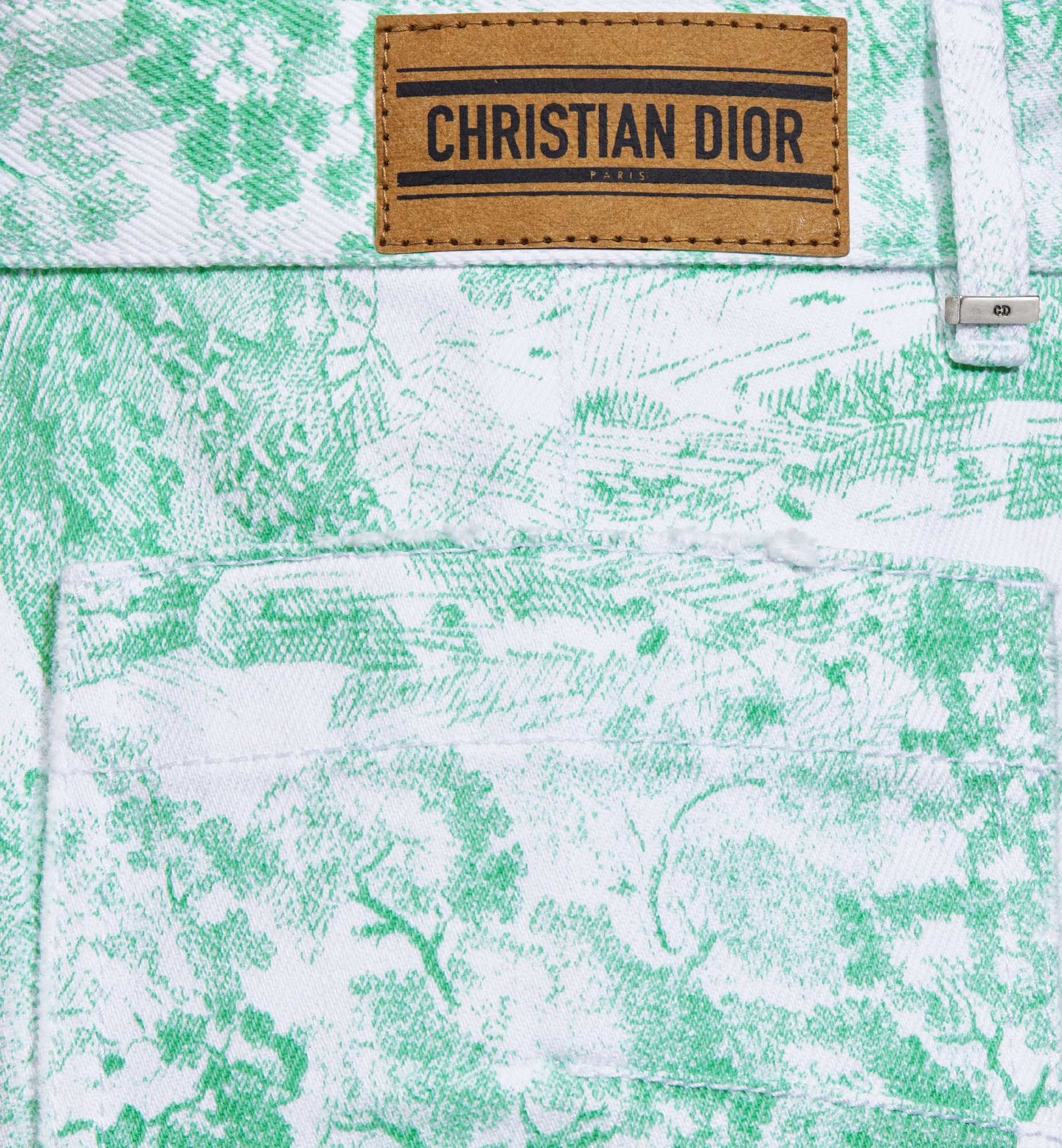 Dior Christian Allover Printed Denim Shorts In Blue