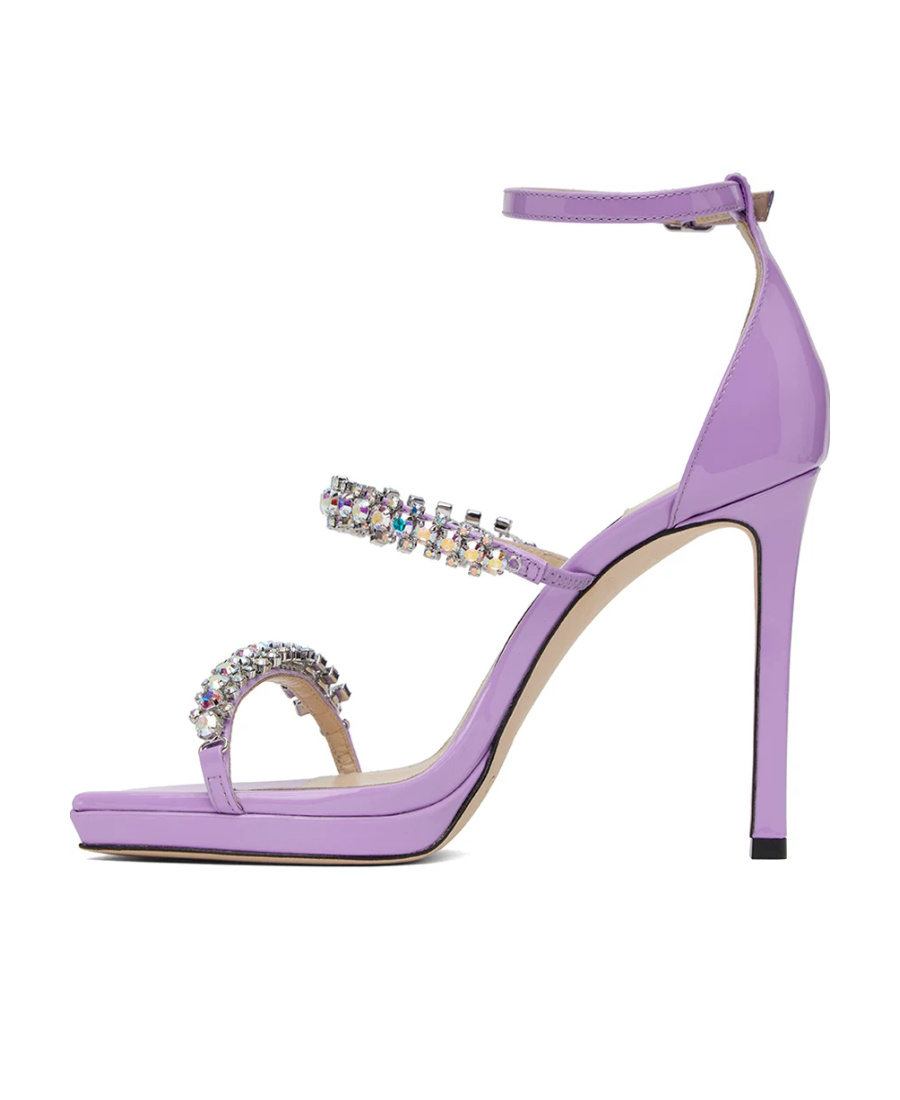 Jimmy Choo Logo High-heeled Sandals In Purple
