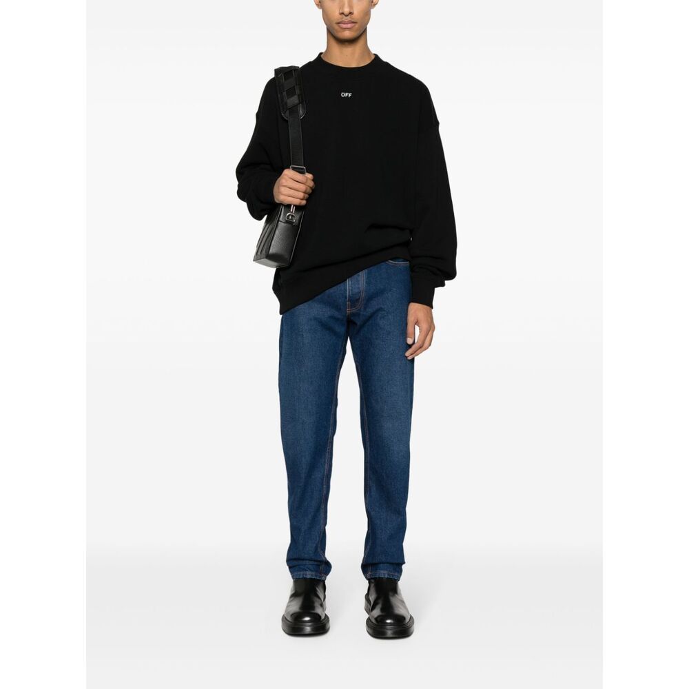 Off-white Logo Printed Crewneck Sweatshirt In Black