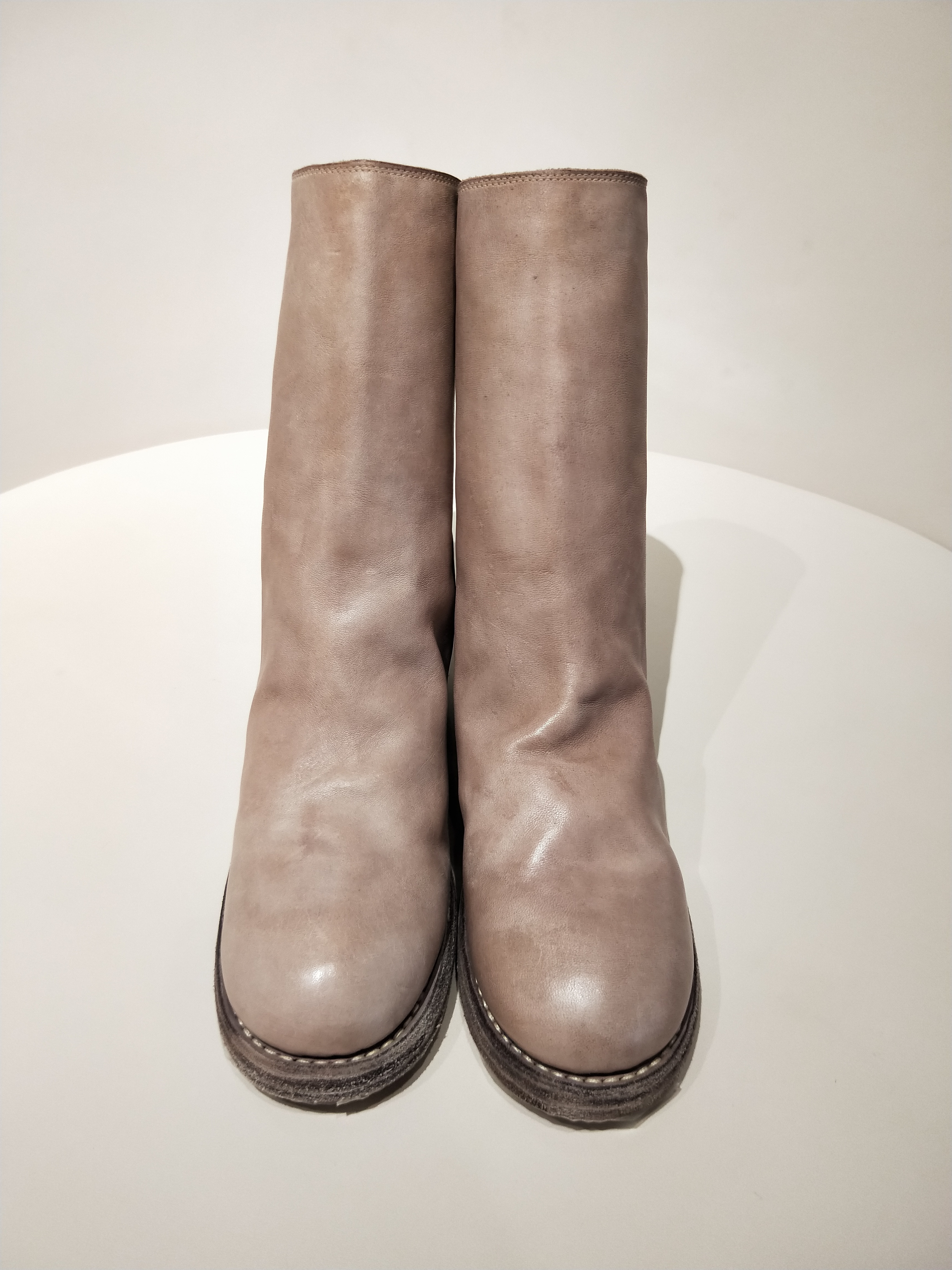 Guidi Back-zip Mid-tube Boots In Neutral