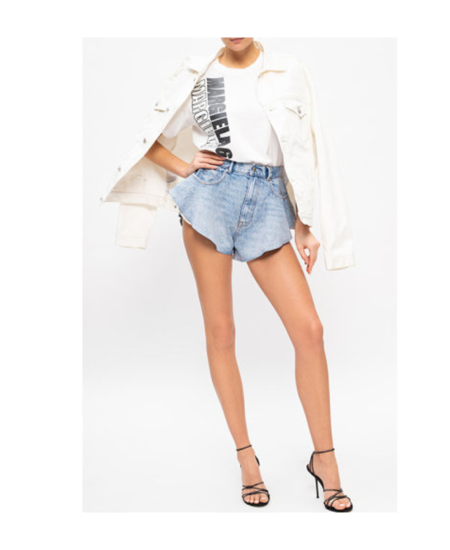 Alexander Wang Logo Denim Shorts In Blue