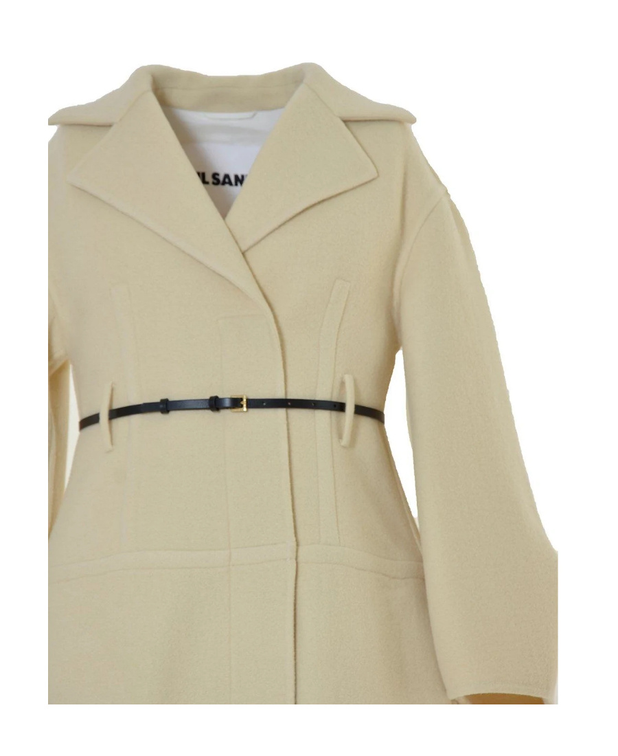 Jil Sander Single-breasted Belted Coat In Nude