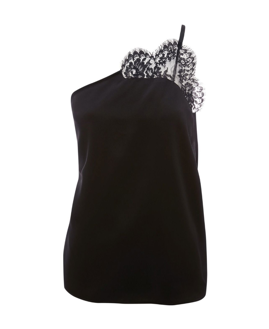 Jw Anderson One Shoulder Lace Blouse In Black