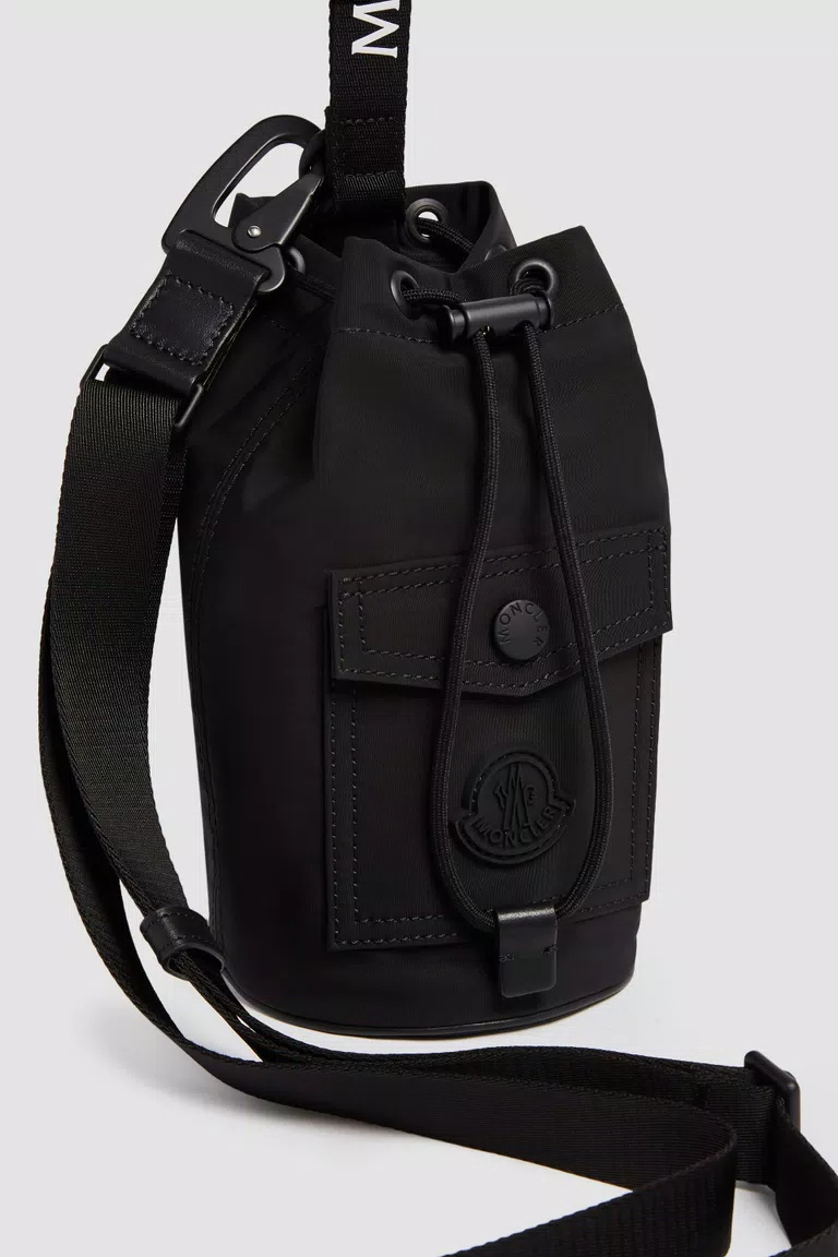 Moncler Mini Logo-patch Bucket Bag In Black
