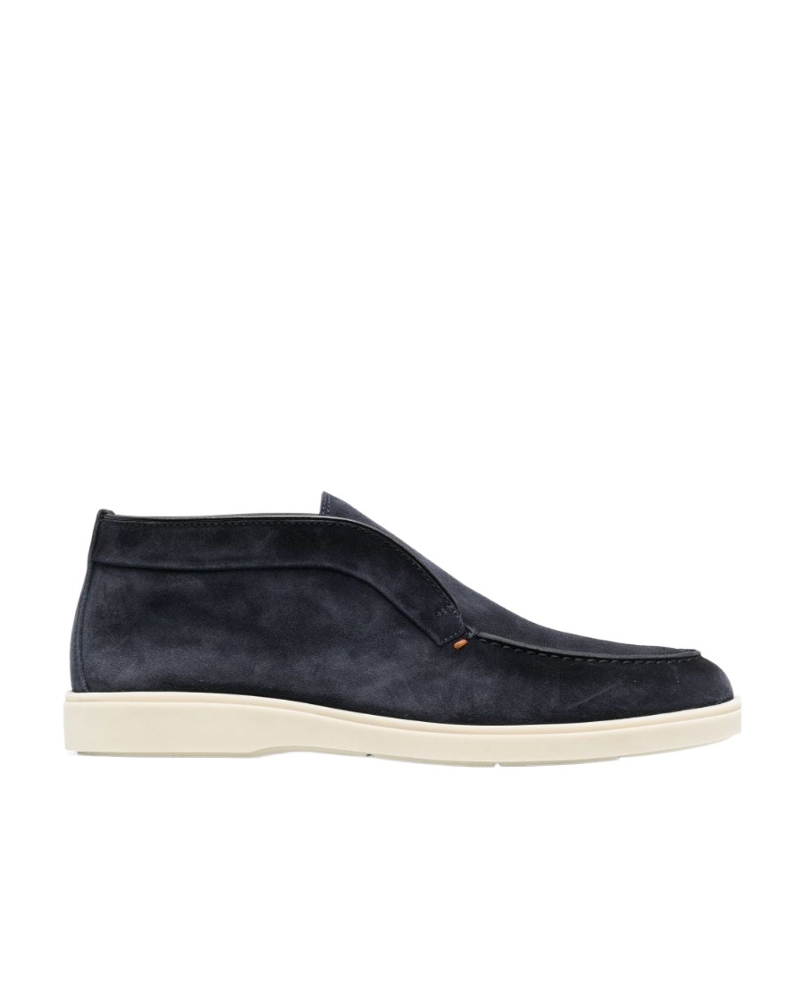 SANTONI TONAL-STITCHING LEATHER LOAFERS