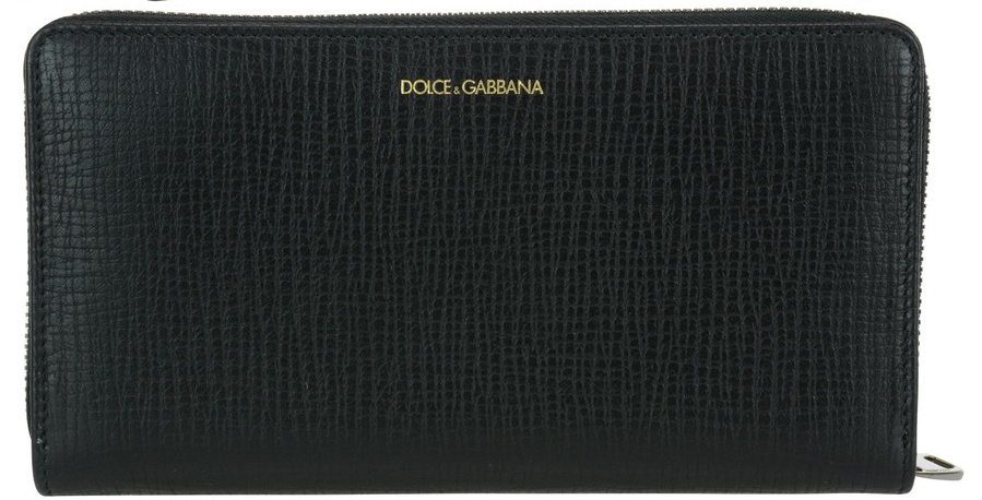 Dolce & Gabbana Logo Zipper Wallet In Black
