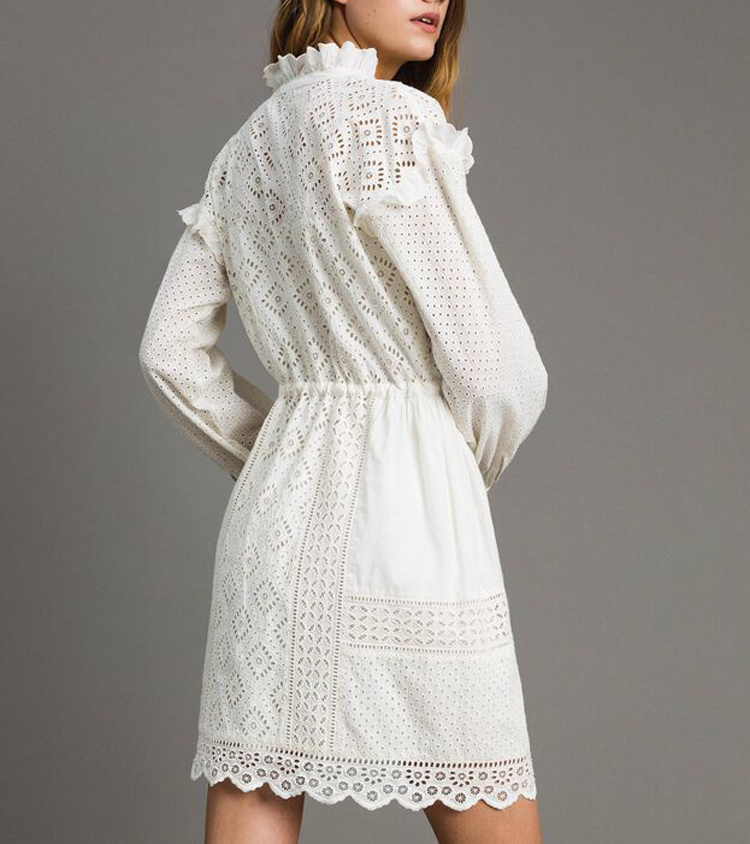 Twinset Lotus Leaf Edge Dress In White