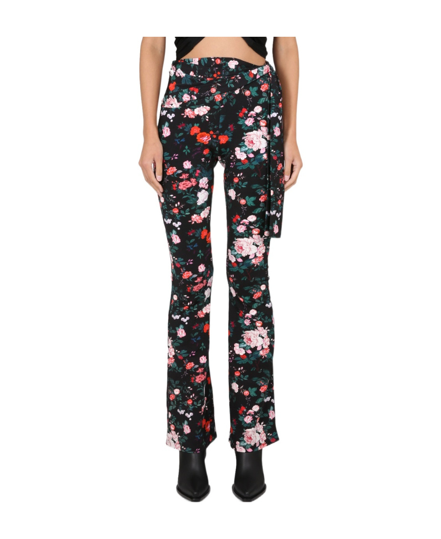 Rabanne Viscose Jersey Printed Flared Trousers In Black