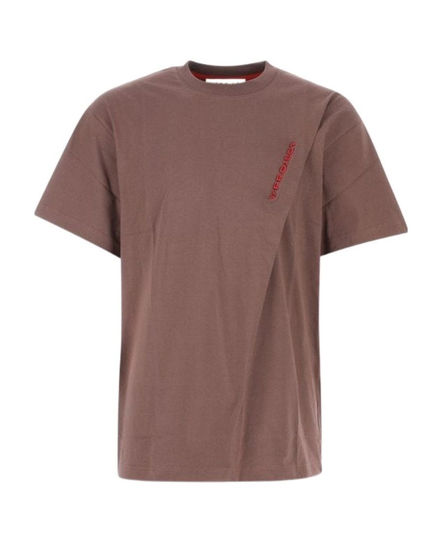 Y/project T-shirt With Round Neck And Short Sleeves In Brown