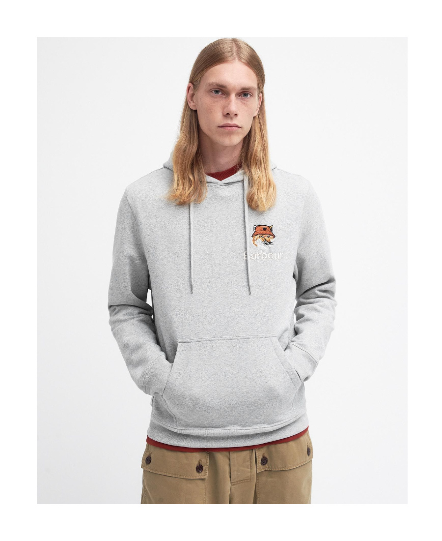 Shop Barbour X Maison Kitsuné Fox Head Embroidered Hoodie In White