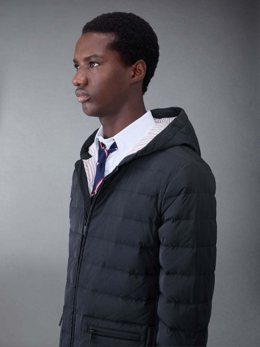 Thom Browne Down Jacket 4bar In Black