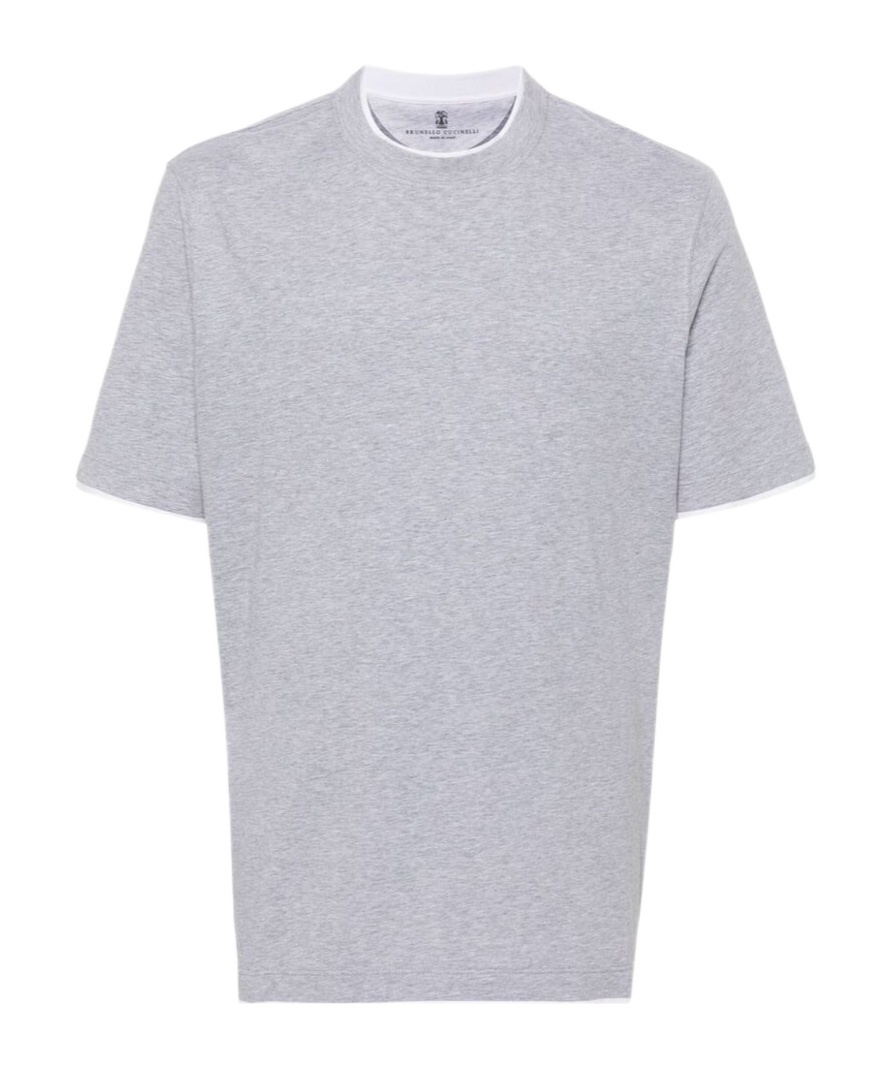 Brunello Cucinelli Layered Crew-neck T-shirt In Gray