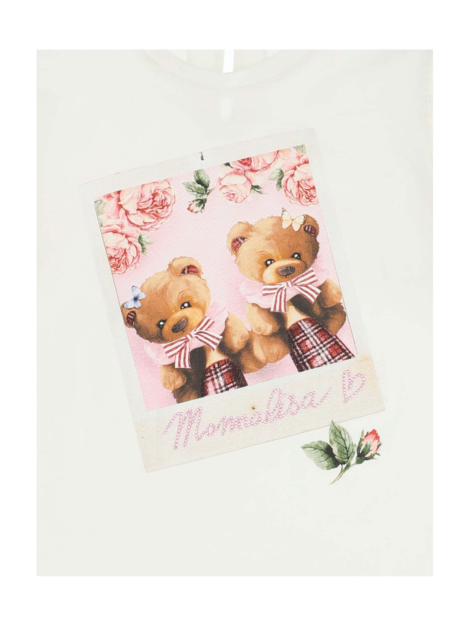 Monnalisa Long-sleeved Pattern T-shirt In White