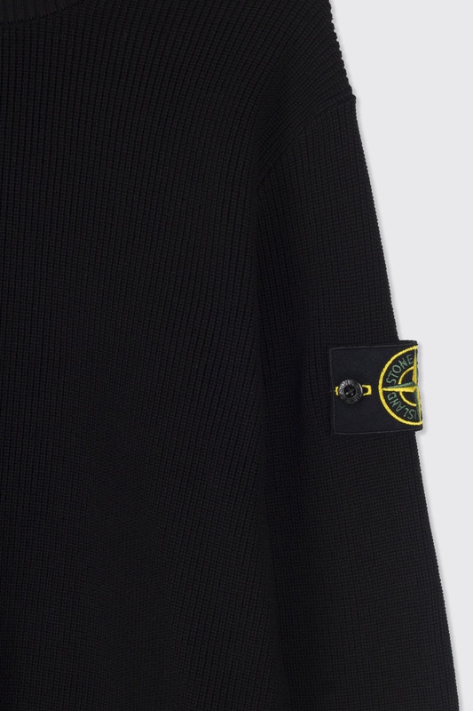 Shop Stone Island Logo-patch Chunky-knit Jumper In Black