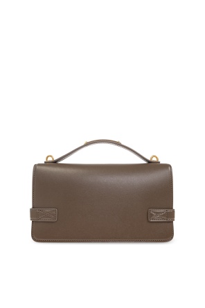 Balmain B-buzz 24 Calf Leather Top Handle Bag In Gray