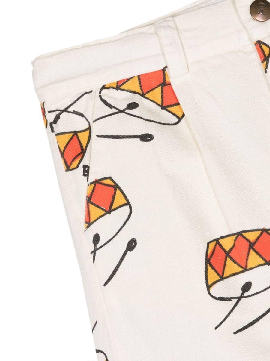 Bobo Choses Ivory Shorts With Drums For Boy In White