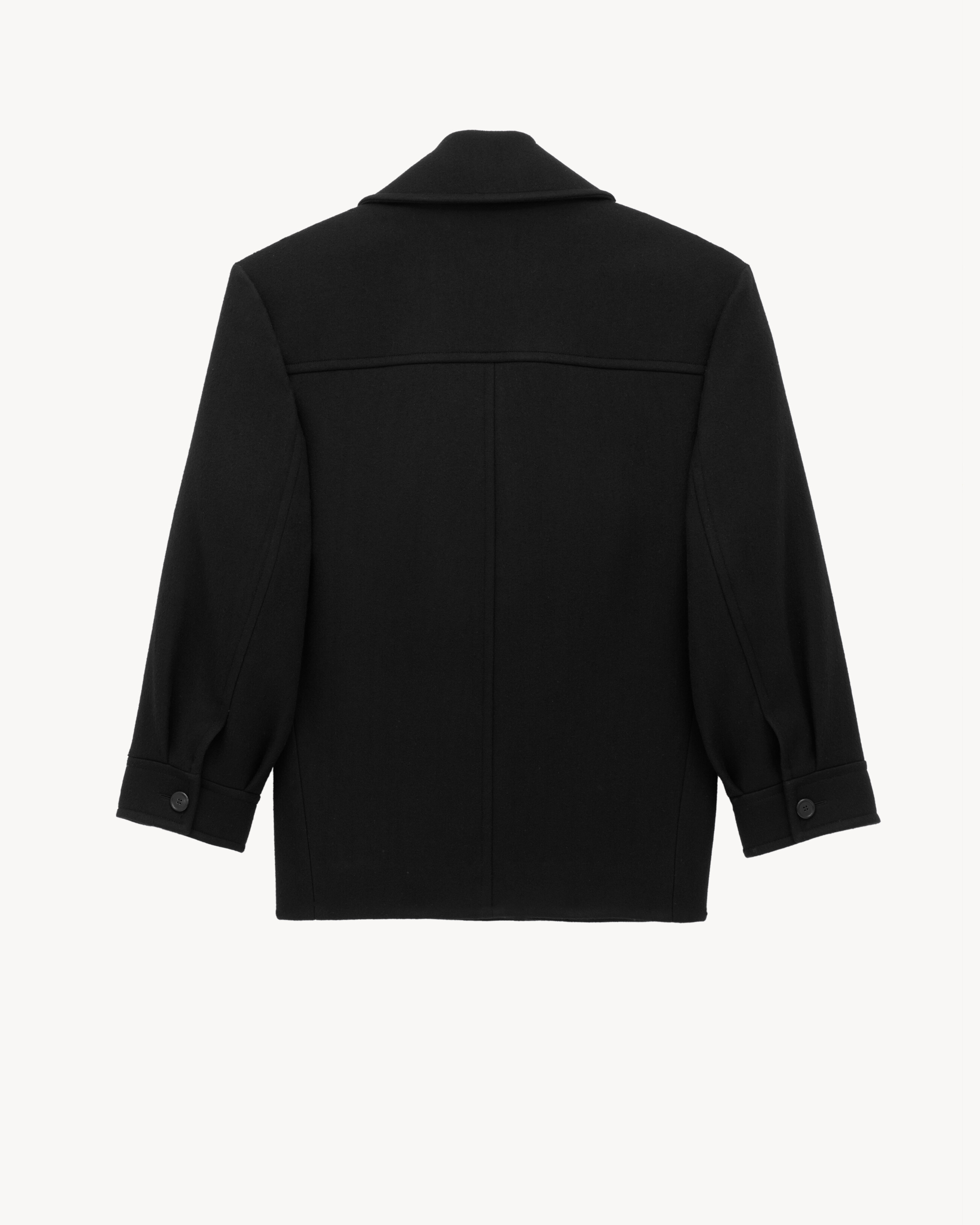 Saint Laurent Oversized Peacoat In Wool In Black