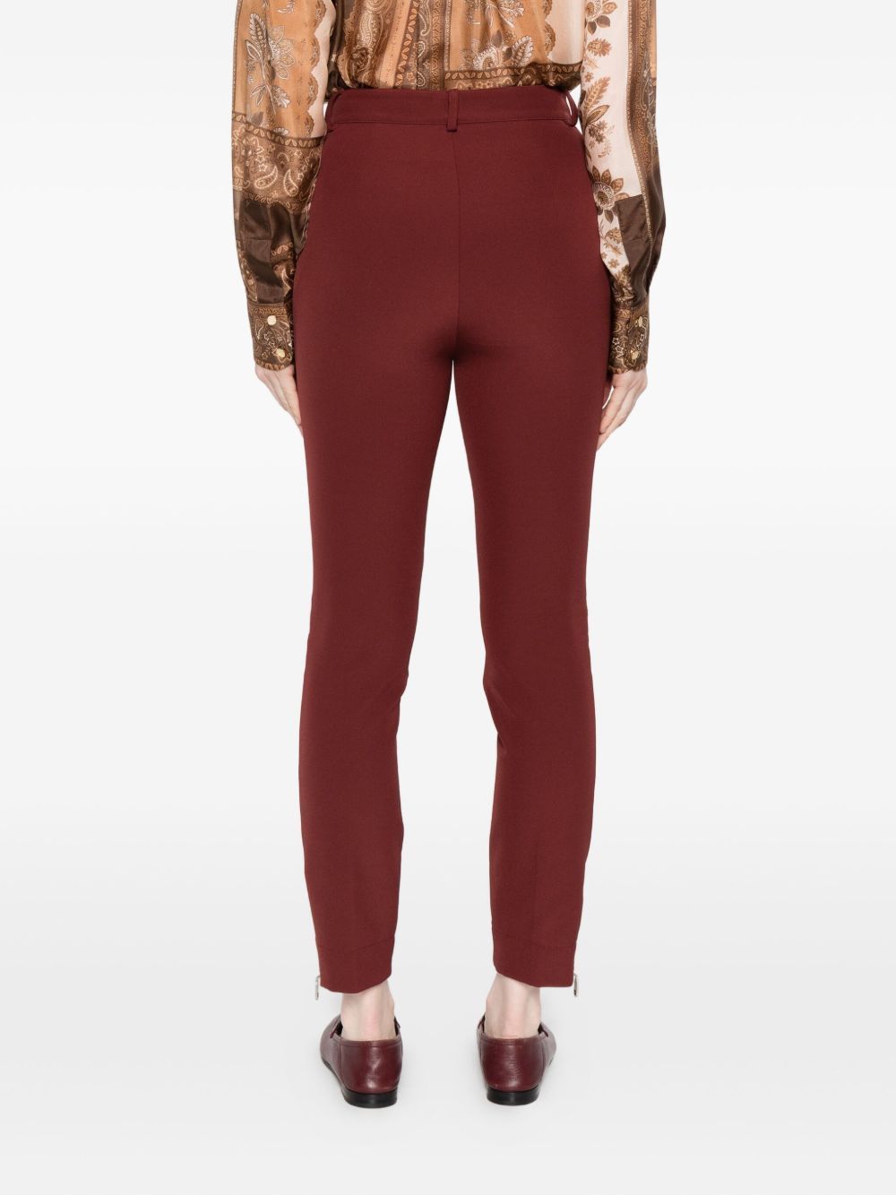 Etro Slim-fit Trousers With Zip In Burgundy