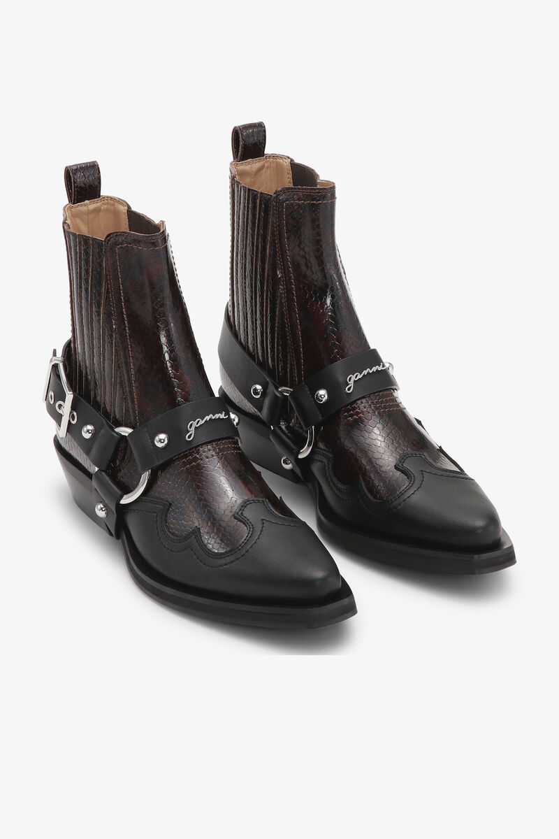 Ganni Chelsea Western Boots In Black