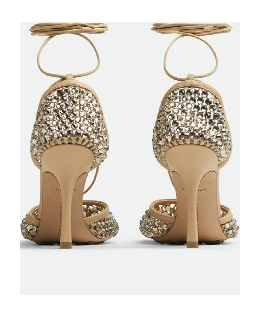 Bottega Veneta Crystal-embellished Tie-ankle Sandals In Nude