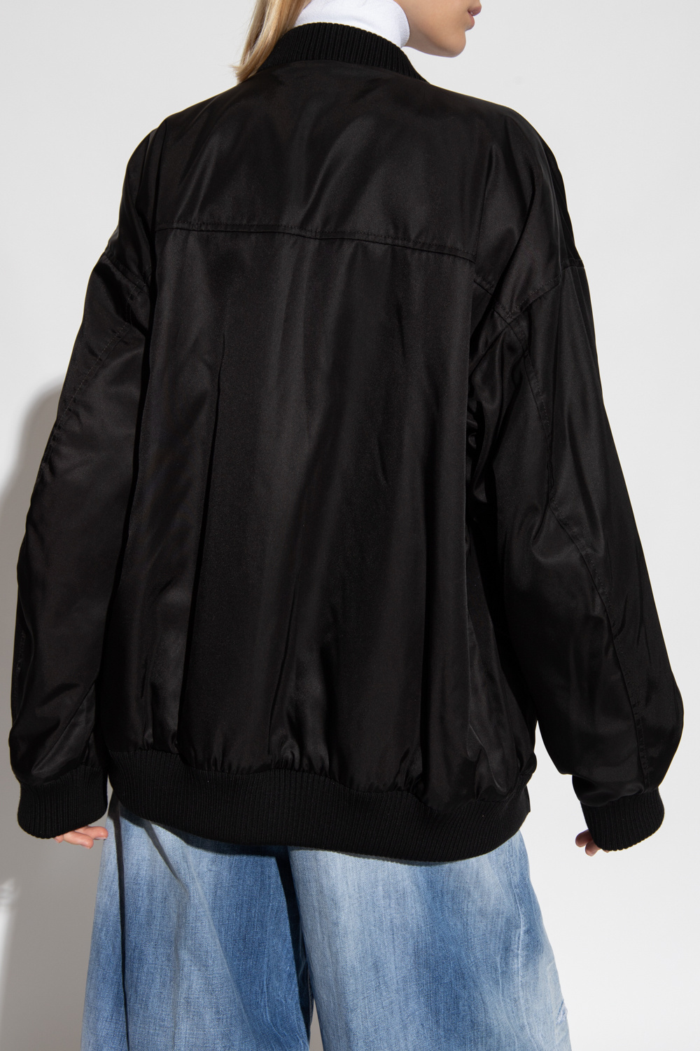Dsquared2 Oversized Leather Bomber Jacket In Black