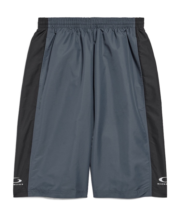 Balenciaga Men's Loop Sports Icon Basketball Swim Shorts In Anthracite/black