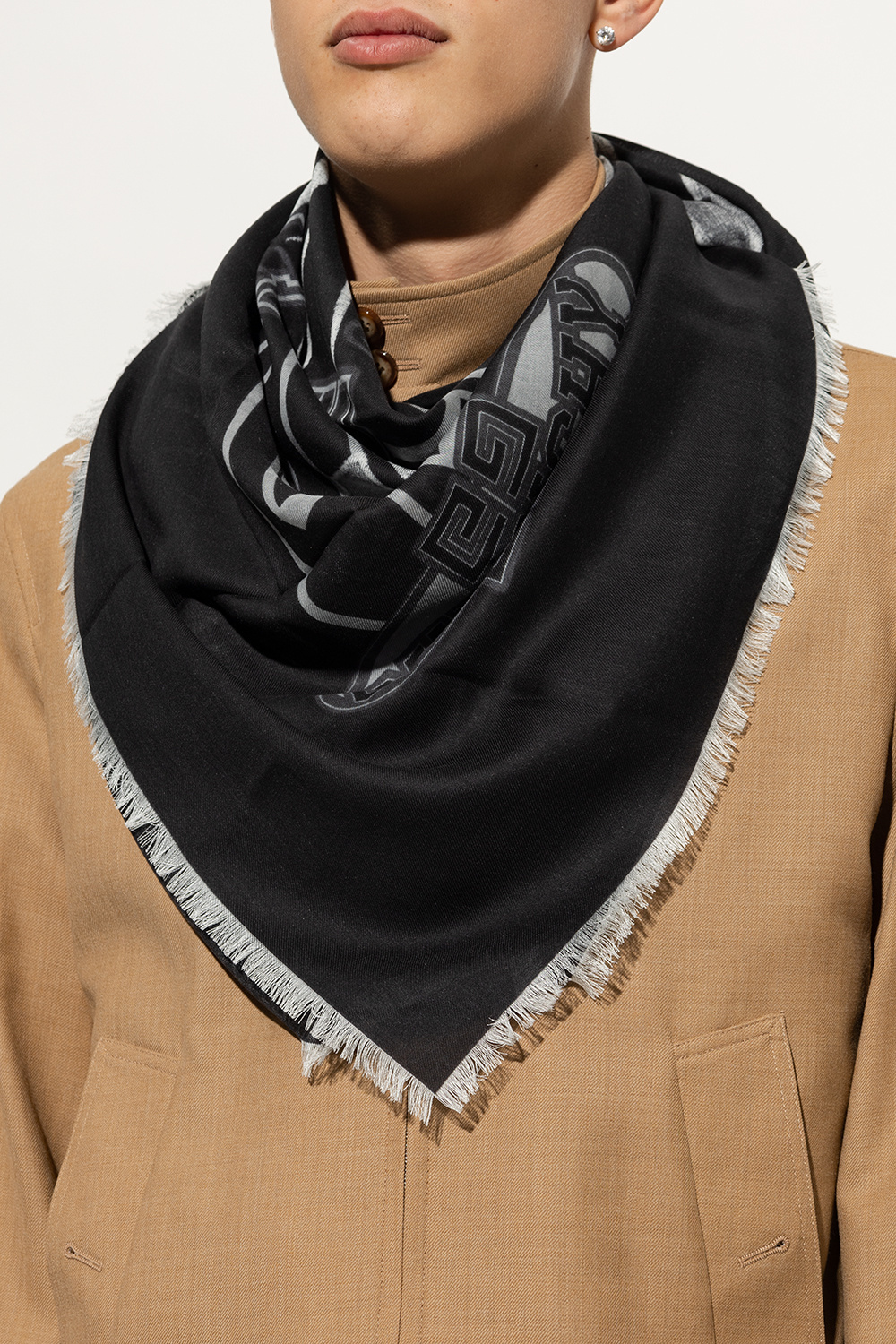 Givenchy Logo-print Modal-cashmere Scarf In Black