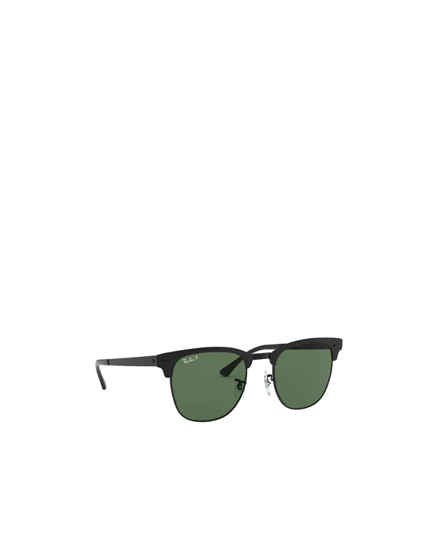 Ray Ban Clubmaster Metal Sunglasses Black Frame Green Lenses Polarized 51-21 In Green