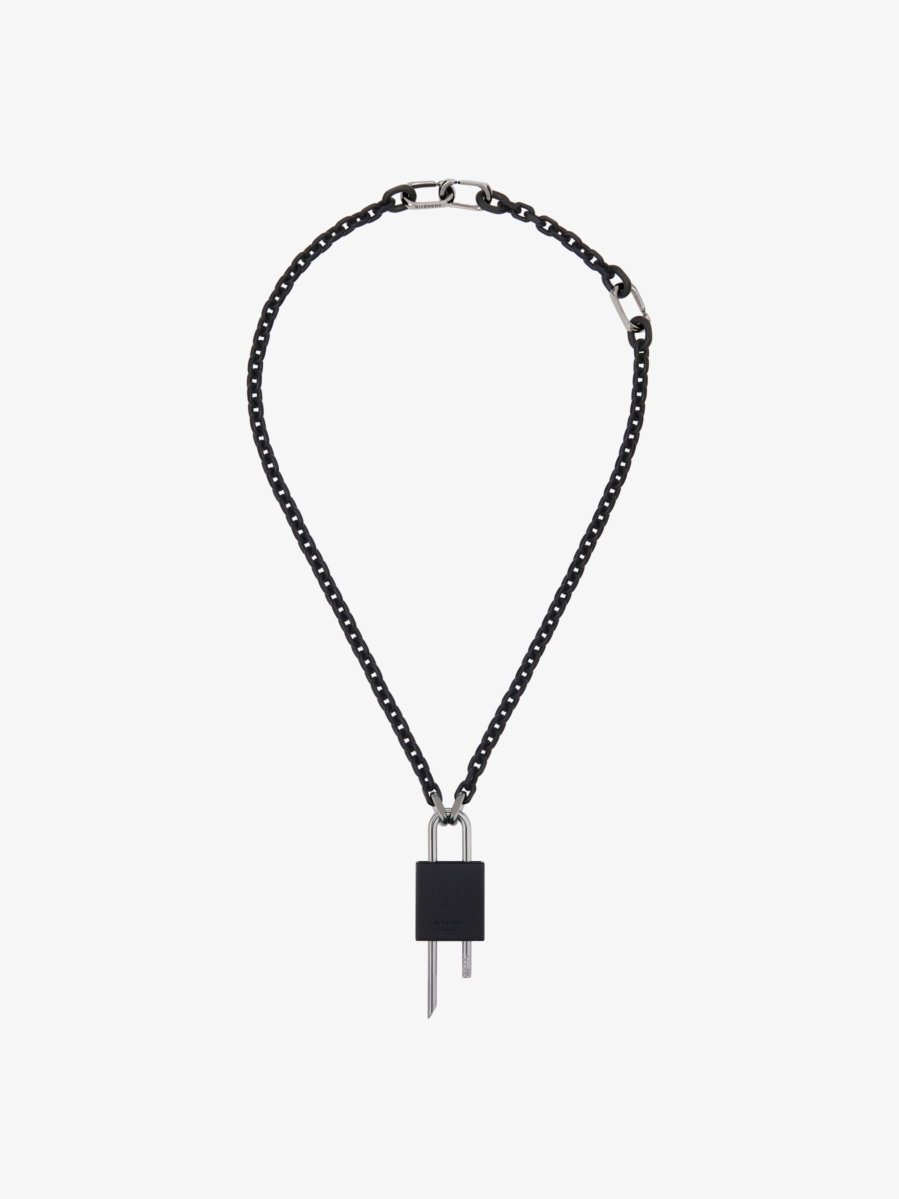 Givenchy Small Lock Crystal Necklace In Black