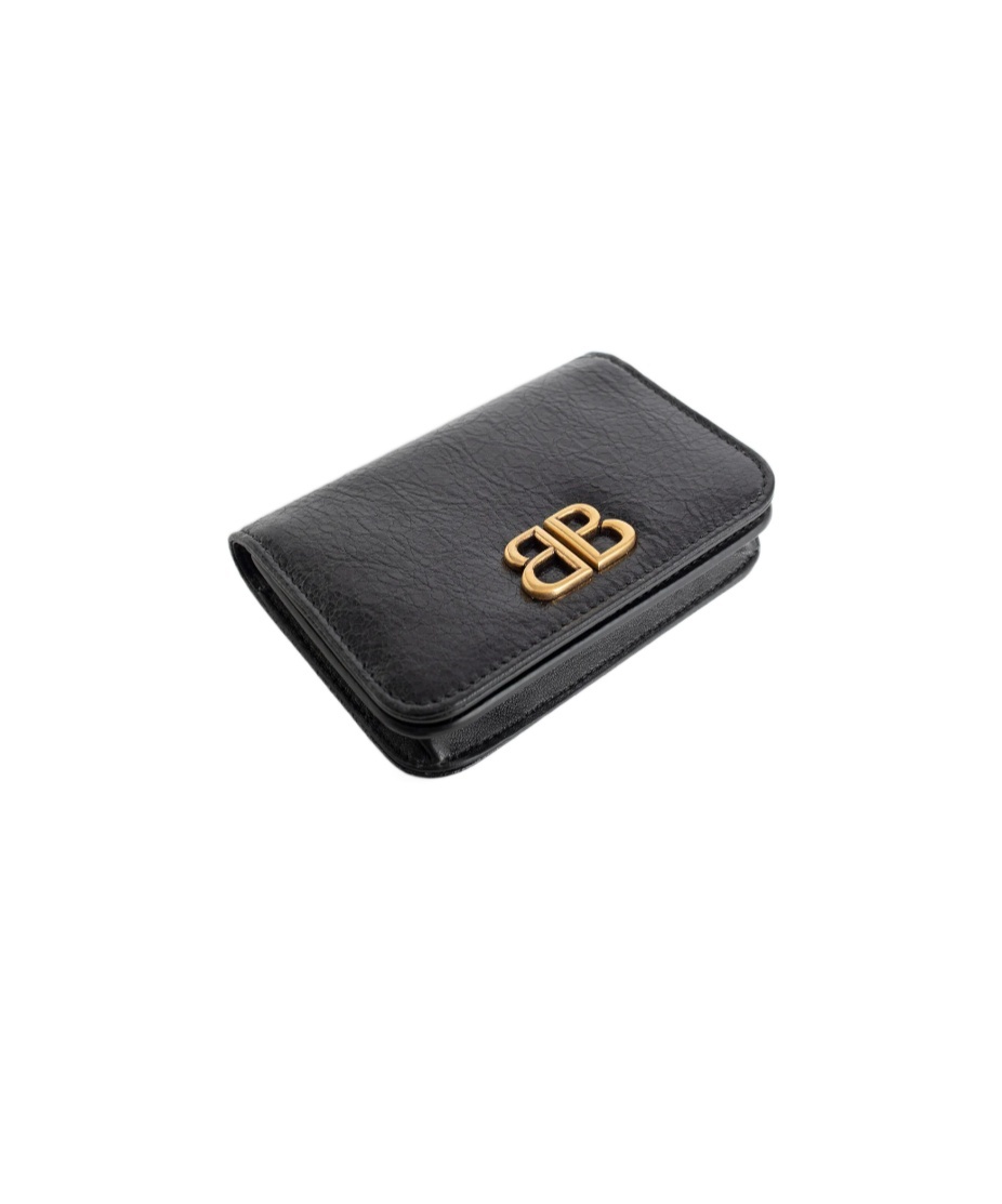Balenciaga Monaco-motif Leather Wallet In Black